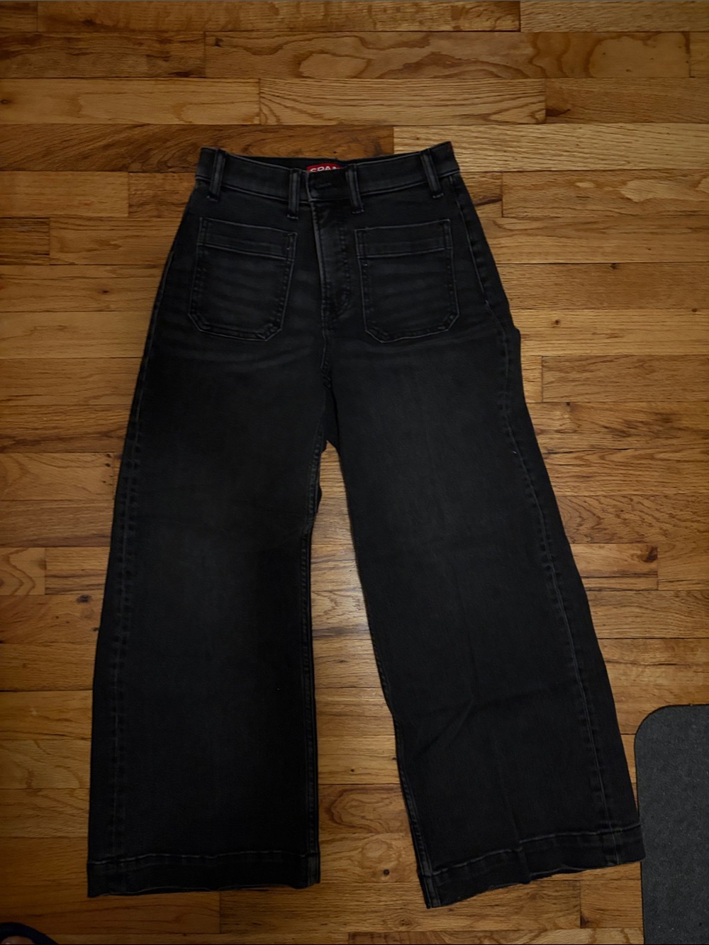 SPANX Black Wide-Leg High-Rise Jeans